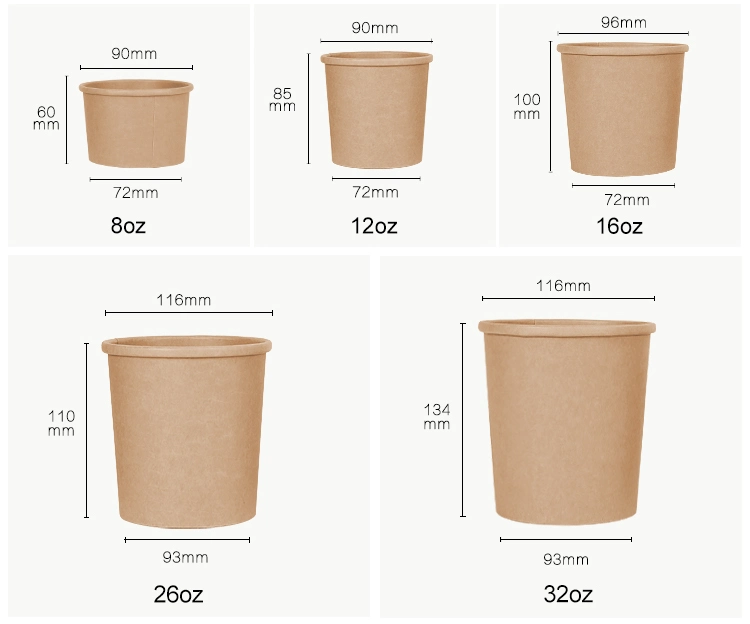 Disposable Eco-Friendly Soup Bucket Kraft Paper Brown Paper Bucket Hot Soup Bucket