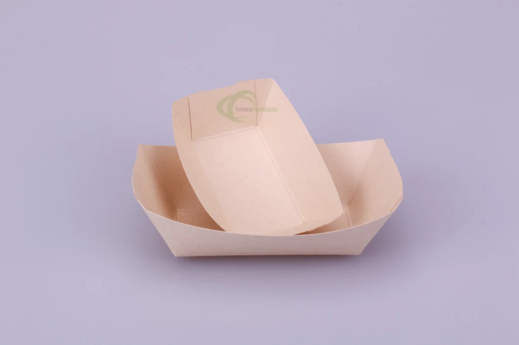 Disposable Kraft Cardboard Food Paper Tray Chips Box Food Take Way Box Boat Tray