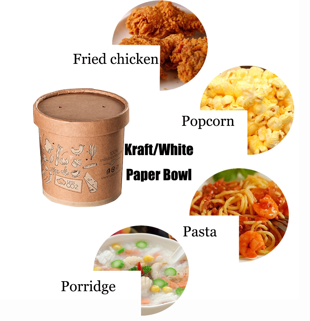 Compostable Eco-Friendly Biodegradable PLA Lined Kraft Paper Soup Cup