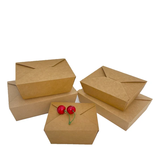 패스트 푸드 테이크아웃 포장 용기 샐러드 상자 레스토랑 재활용 일회용 갈색 크래프트 종이 뚜껑이 있는 도시락 상자