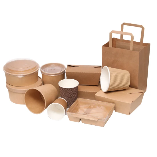 프라이드 치킨, 과일, 아이스크림, 샐러드, PP 뚜껑이 있는 종이 상자 또는 종이 뚜껑을 위한 500ml 일회용 식품 등급 크래프트 종이 그릇
